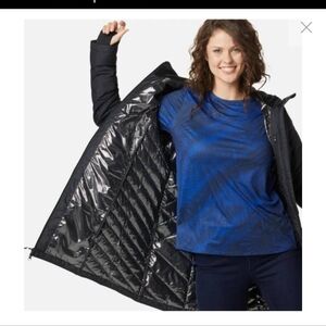 NWOT Columbia Heavenly Long Hooded Jacket Black  Omni-Heat Size L